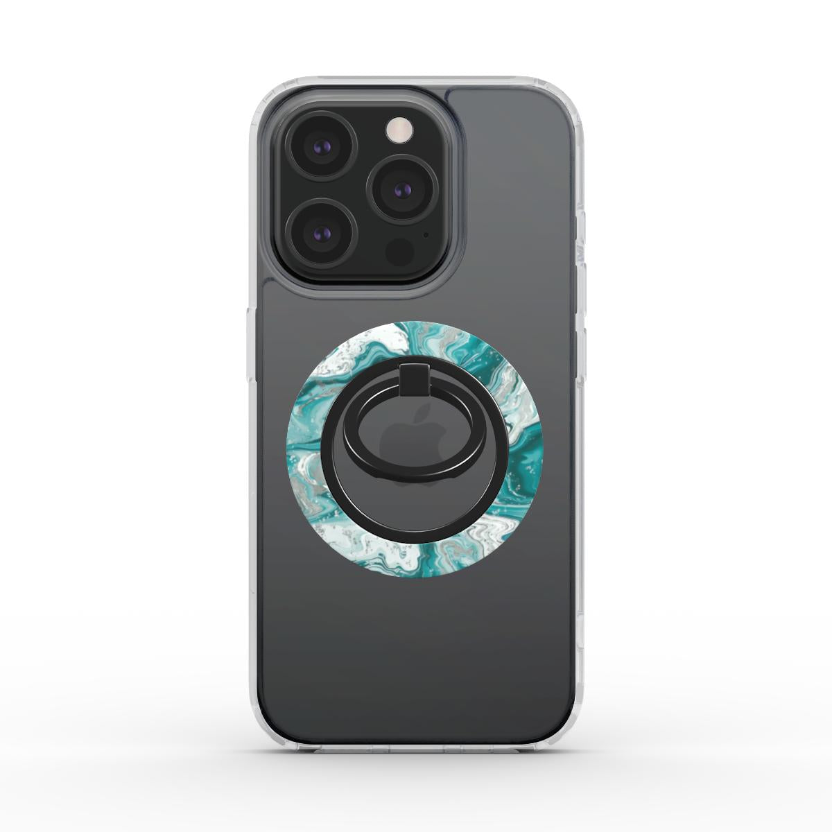 Silver Turquoise Stream Magsafe Ring Magnetic Iphone Grip Stand | Alternate View | Marivor.com