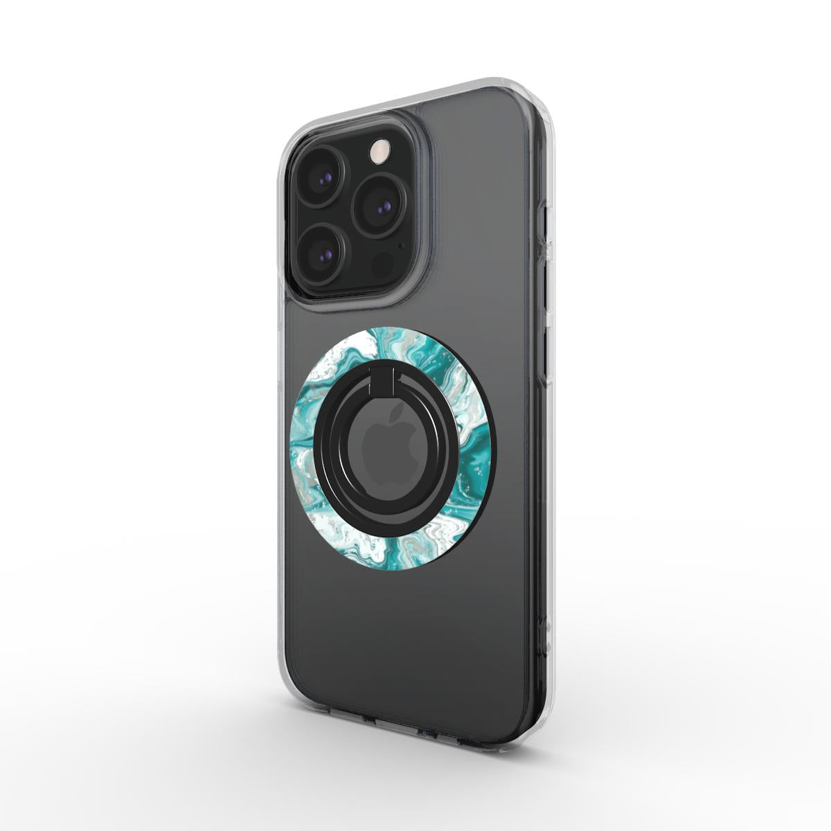 Silver Turquoise Stream Magsafe Ring Magnetic Iphone Grip Stand | Different Angle | Marivor.com