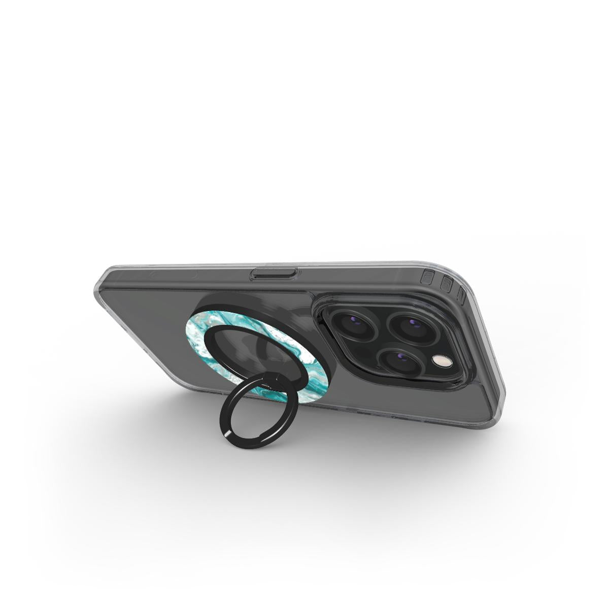 Silver Turquoise Stream Magsafe Ring Magnetic Iphone Grip Stand | Another Perspective | Marivor.com