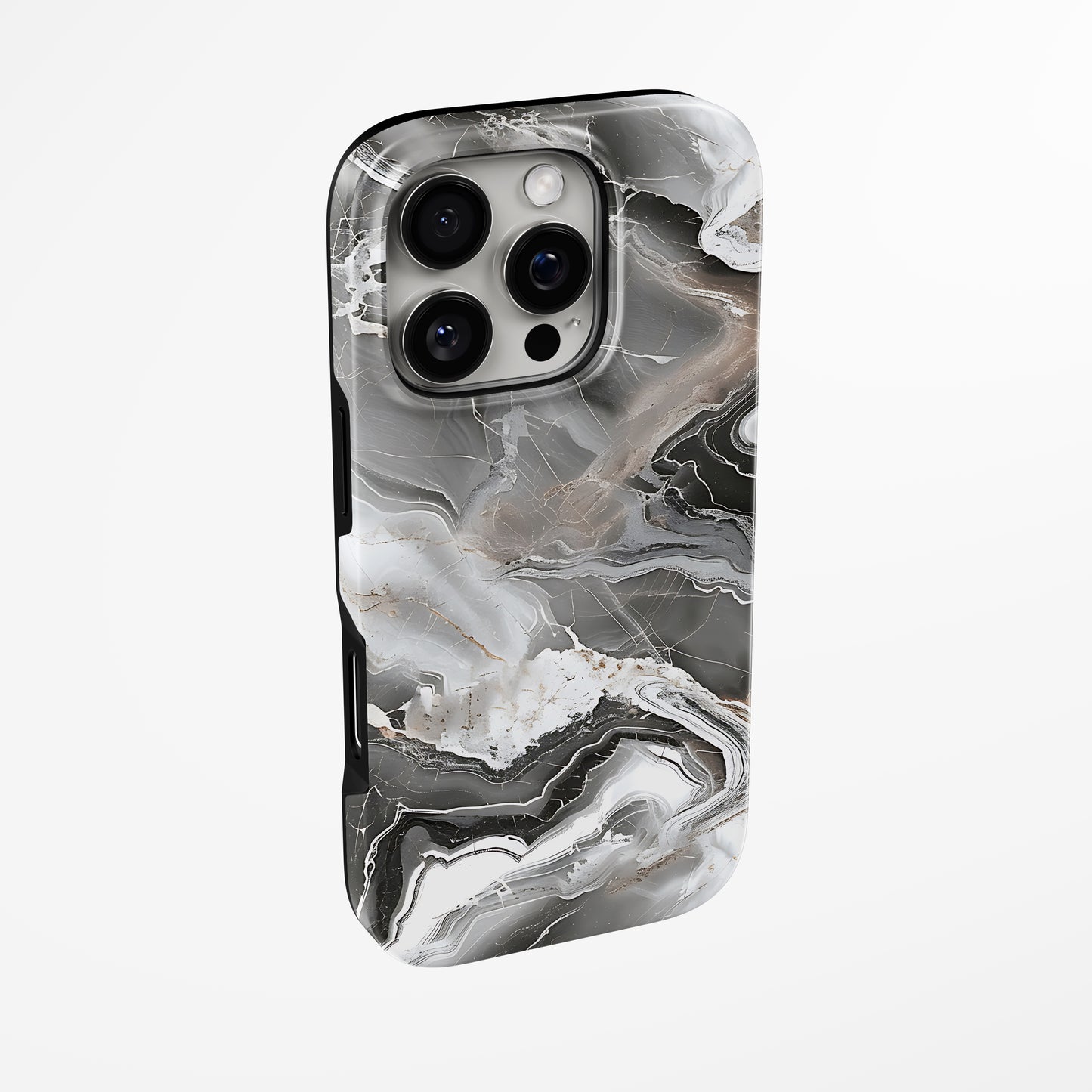 Side view of shell cover with design of Ash Marble Magsafe Iphone Tough Case by Marivor