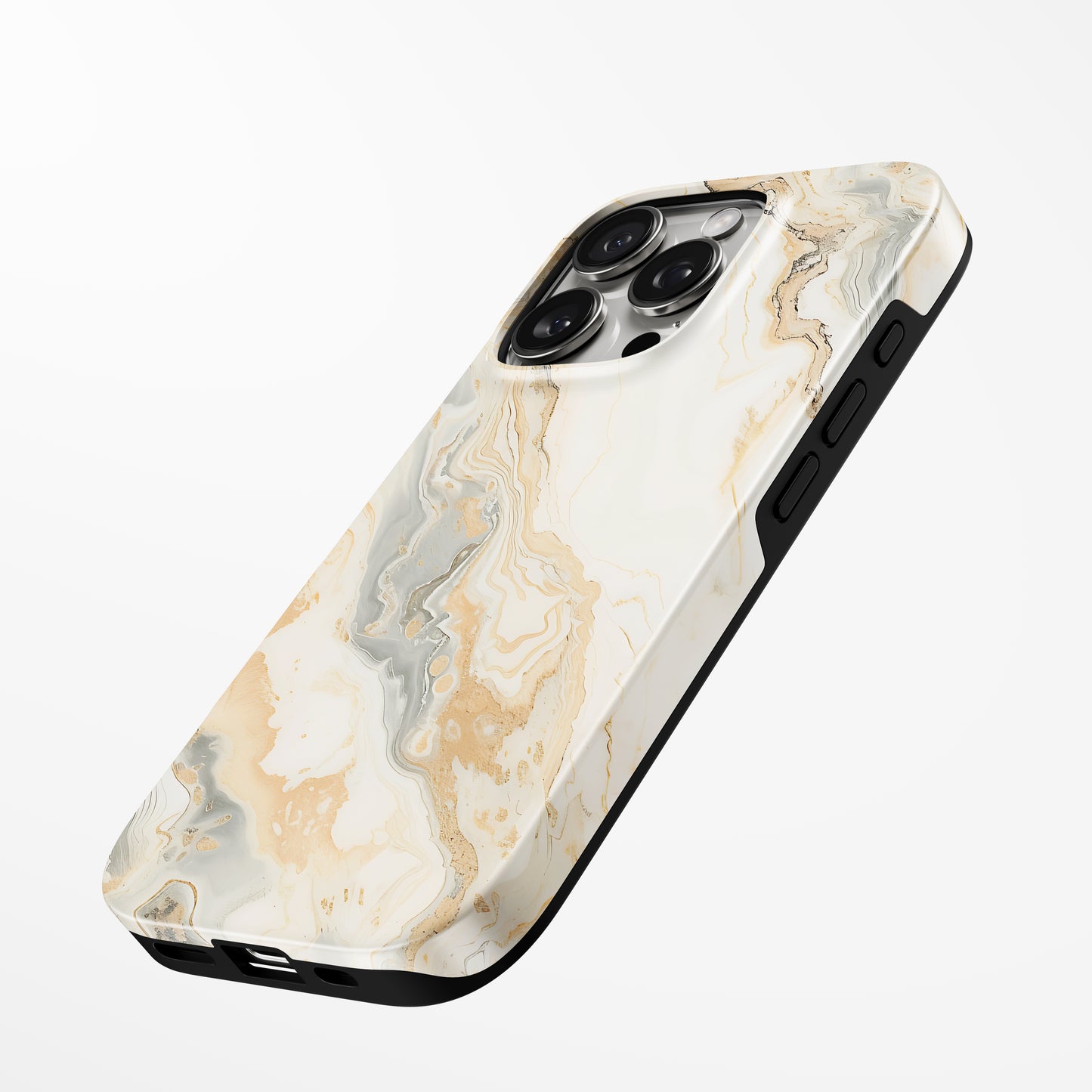 Charging port and volume up/down buttons with Beige Bliss Magsafe Tough Iphone Case by Marivor