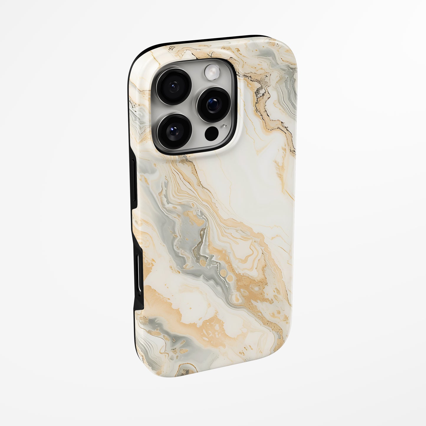 Side view of shell cover with design of Beige Bliss Magsafe Tough Iphone Case by Marivor