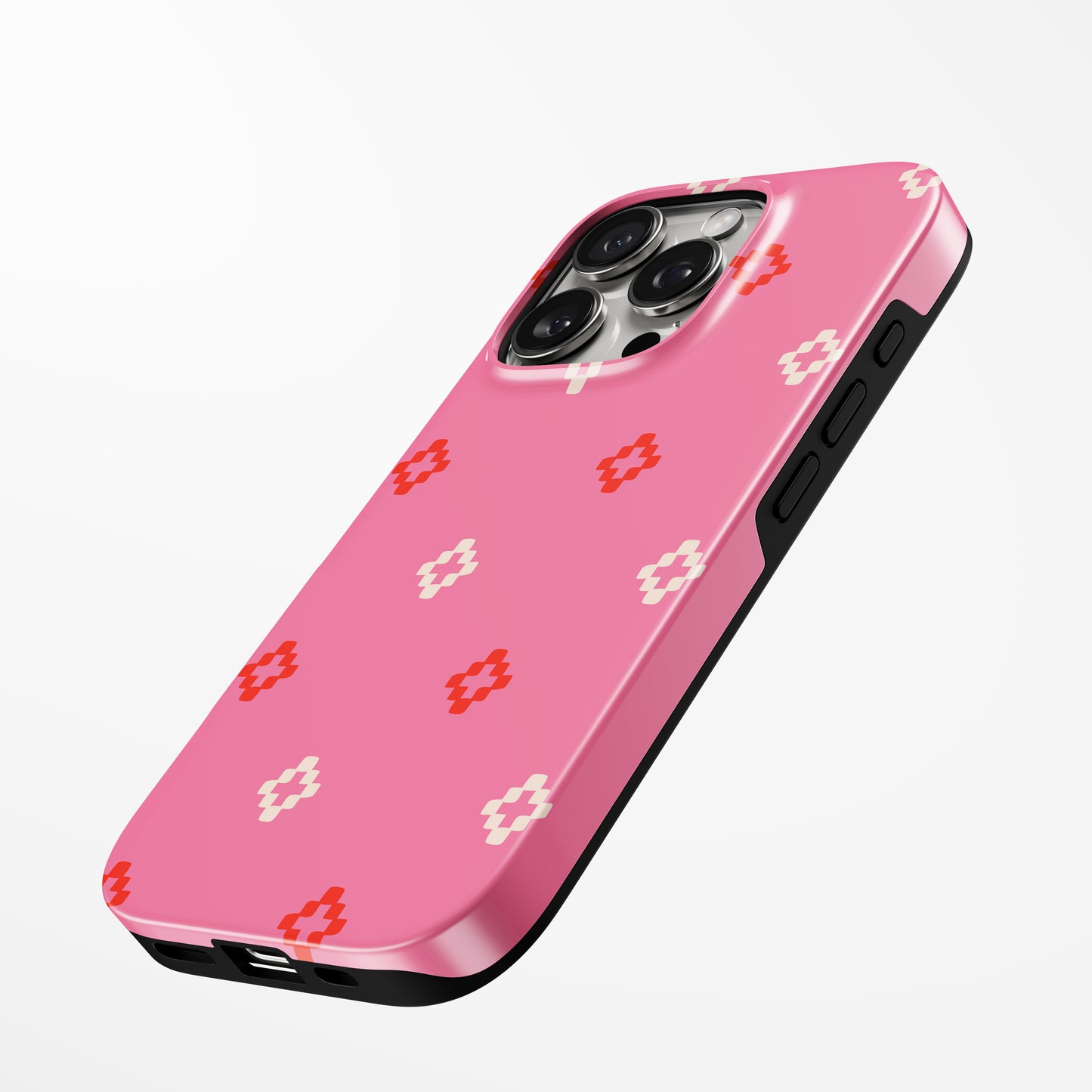 Charging port and volume up/down buttons with Blush Grid Pop Magsafe Iphone Tough Case by Marivor