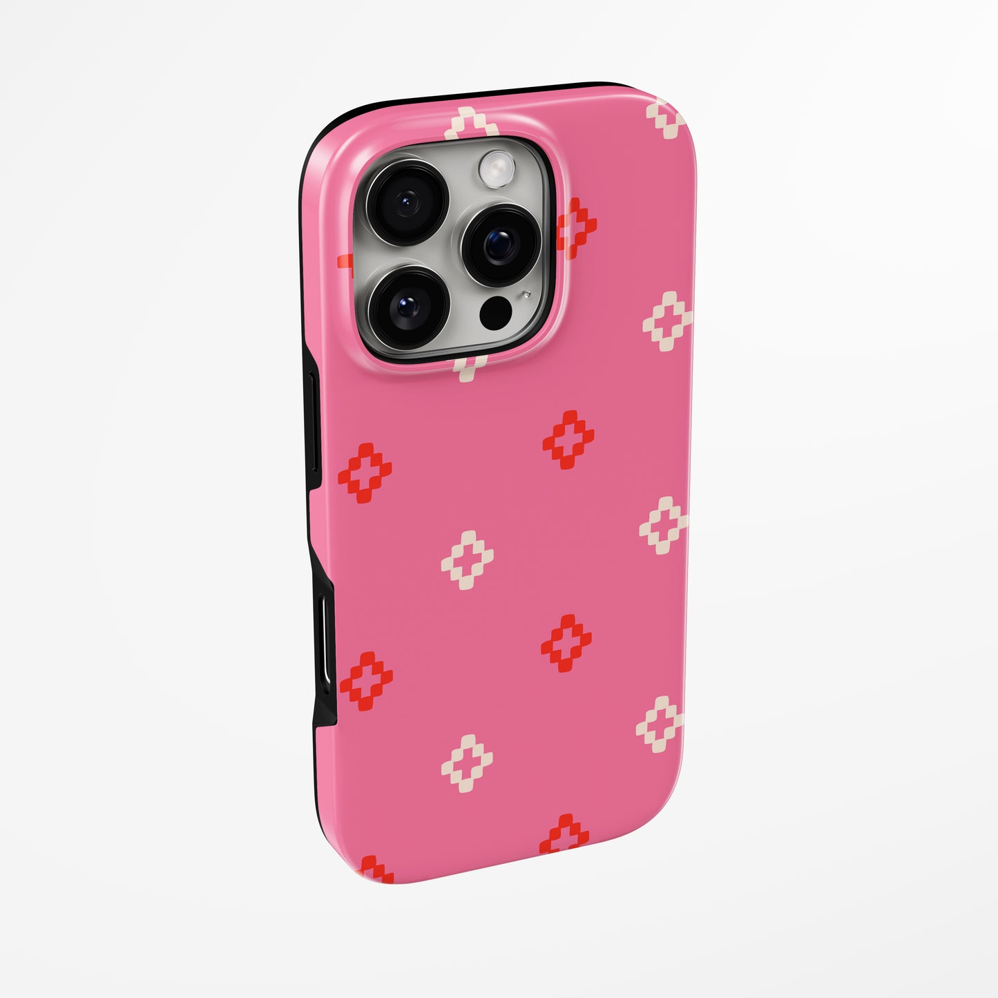 Side view of shell cover with design of Blush Grid Pop Magsafe Iphone Tough Case by Marivor