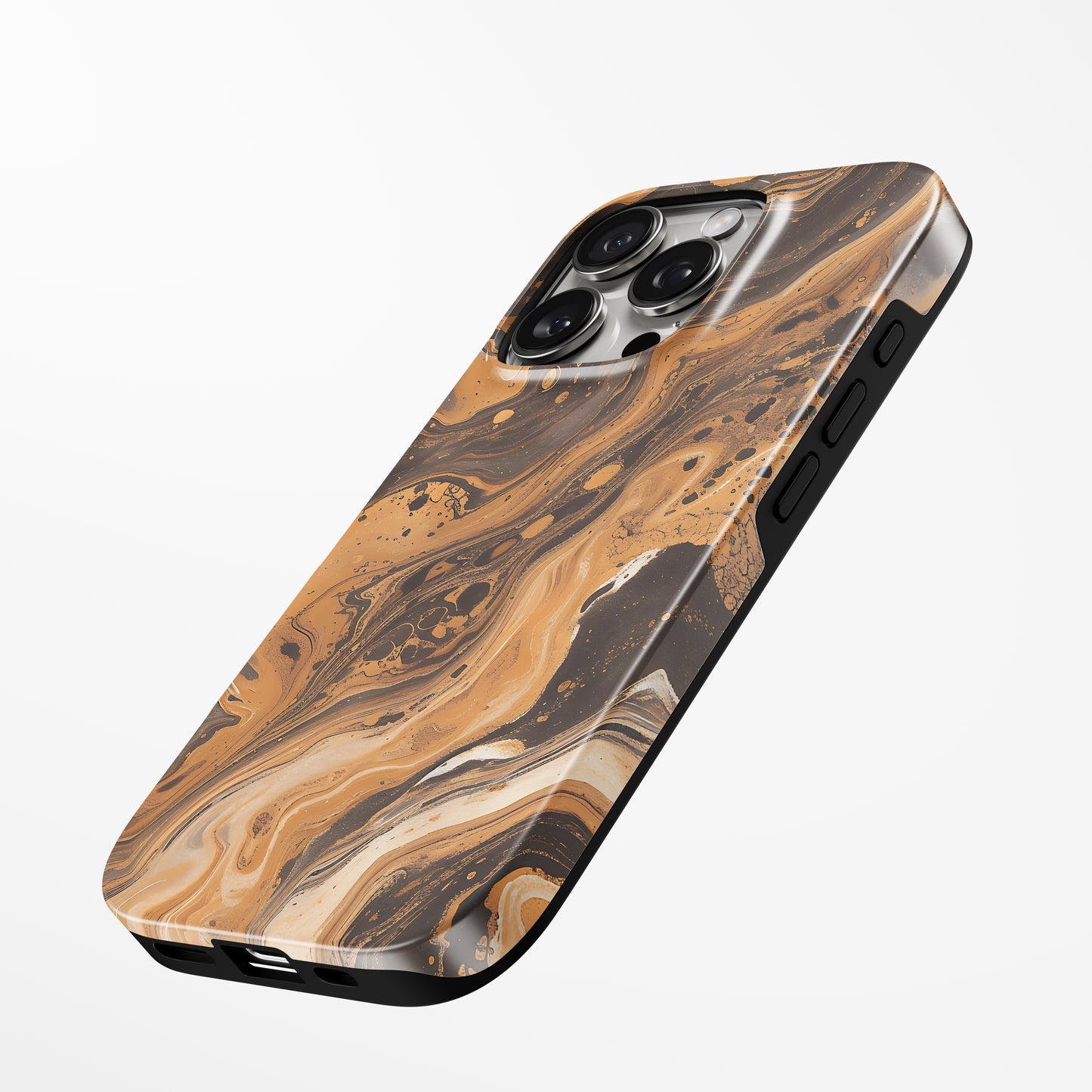 Charging port and volume up/down buttons with Bronze Flow Magsafe Iphone Tough Case by Marivor