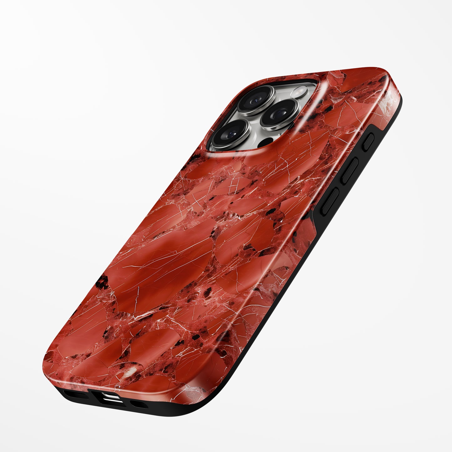 Side view of shell cover with design of Burgundy Blaze Magsafe Tough Iphone Case by Marivor