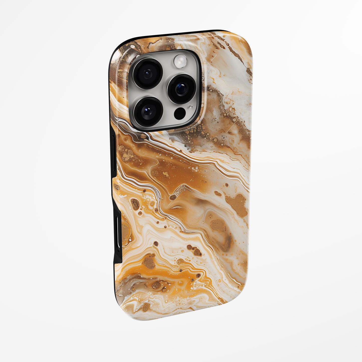 Side view of shell cover with design of Cinnamon Swirl Magsafe Iphone Tough Case by Marivor