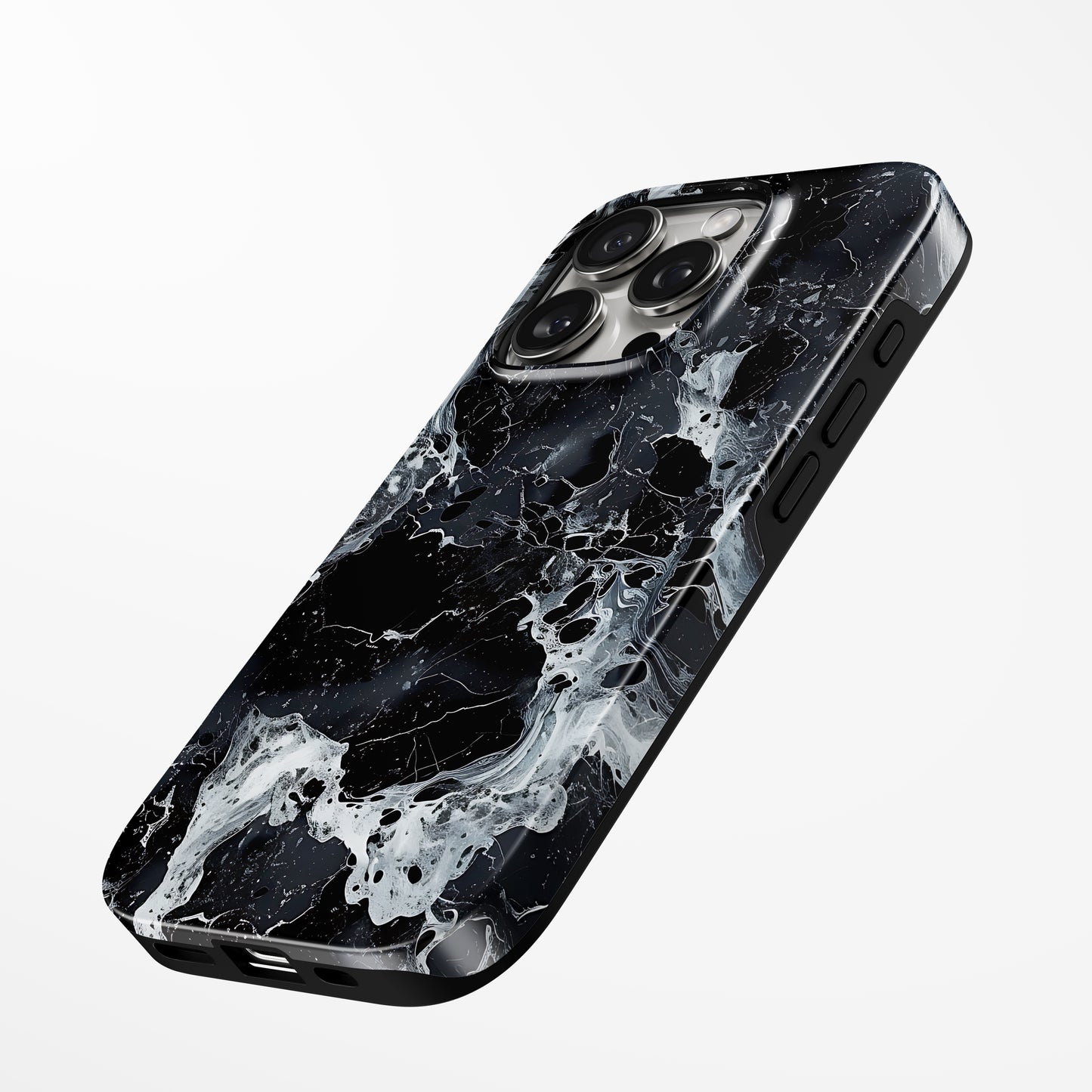 Side view of shell cover with design of Cosmic Surge Magsafe Iphone Tough Case by Marivor