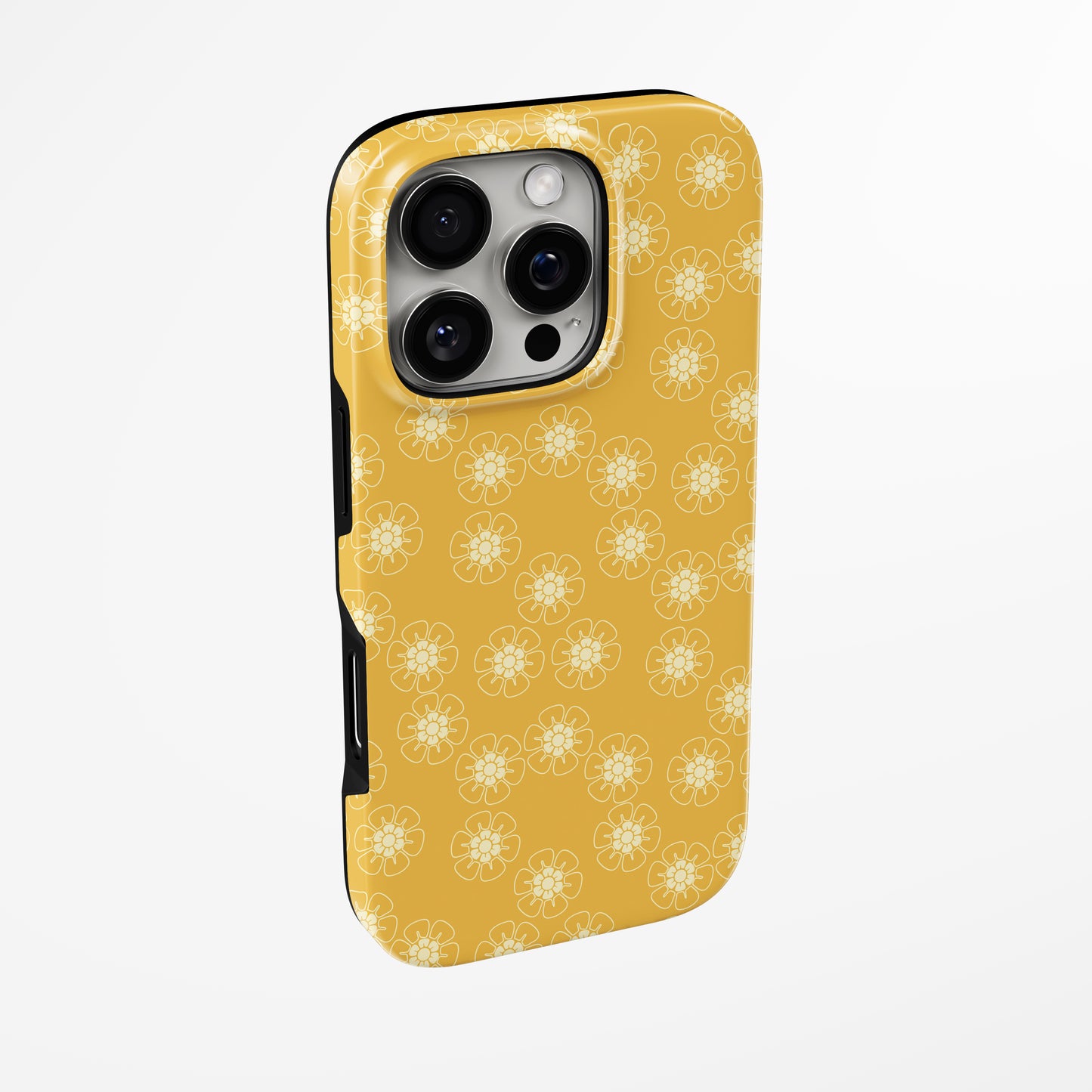Side view of shell cover with design of Daydream Daisy Magsafe Iphone Tough Case by Marivor