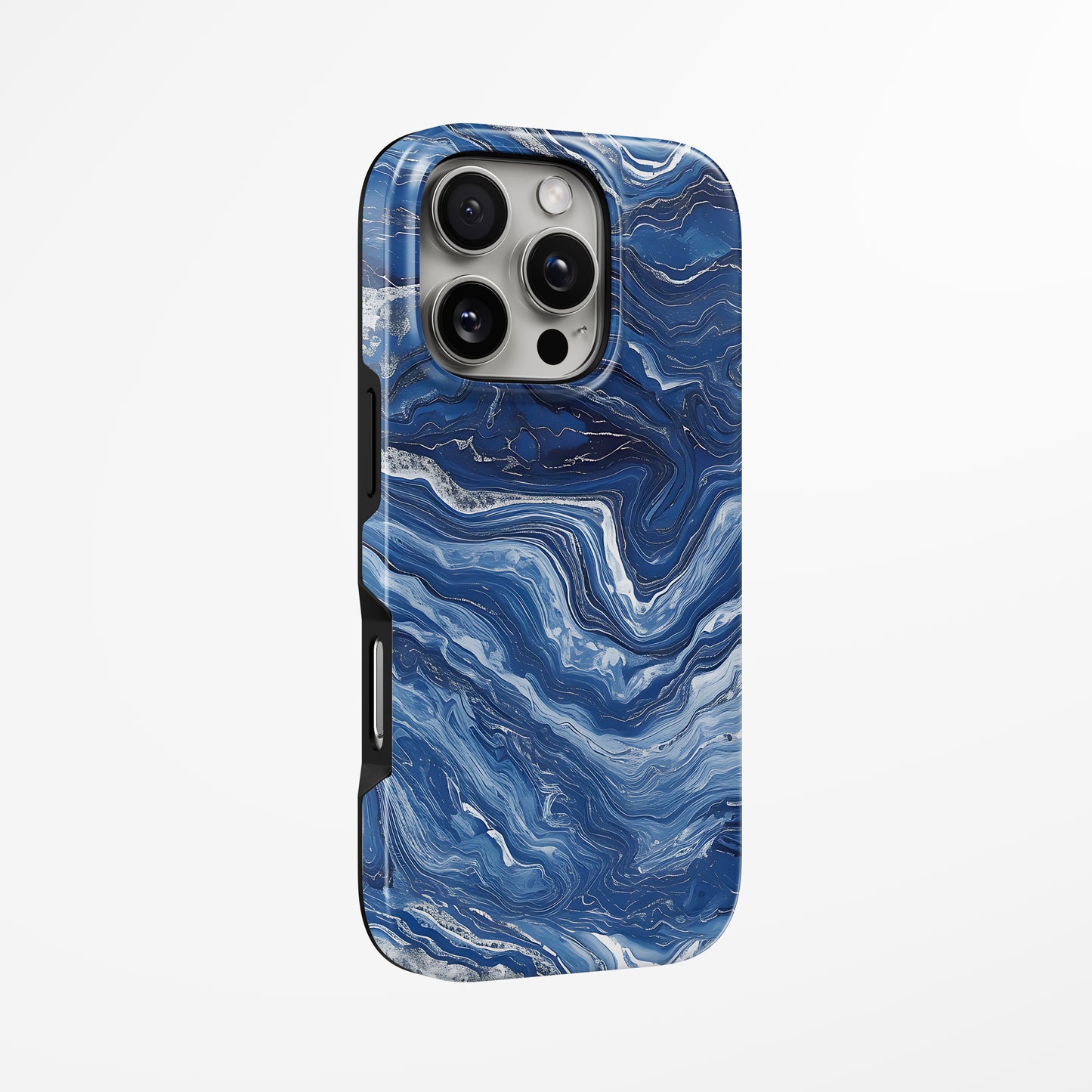 Unlock and capture buttons with Deep Blue Current Magsafe Iphone Tough Case by Marivor