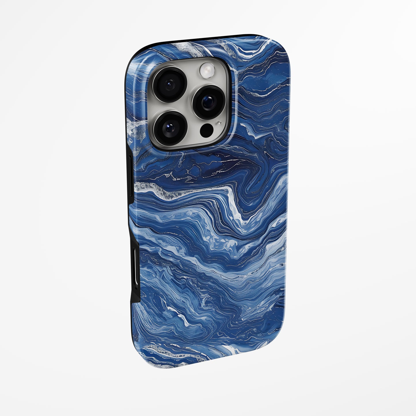 Side view of shell cover with design of Deep Blue Current Magsafe Iphone Tough Case by Marivor