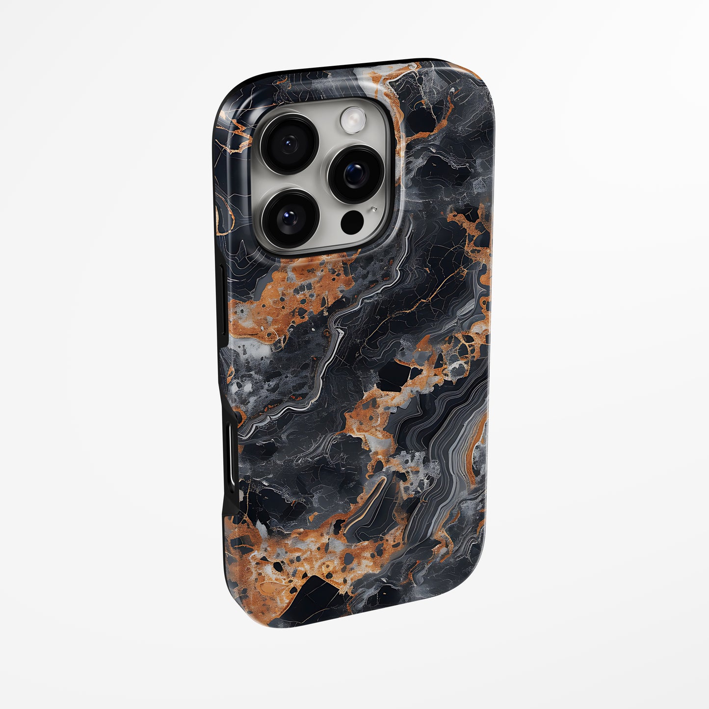 Side view of shell cover with design of Espresso Swirl Magsafe Tough Iphone Case by Marivor