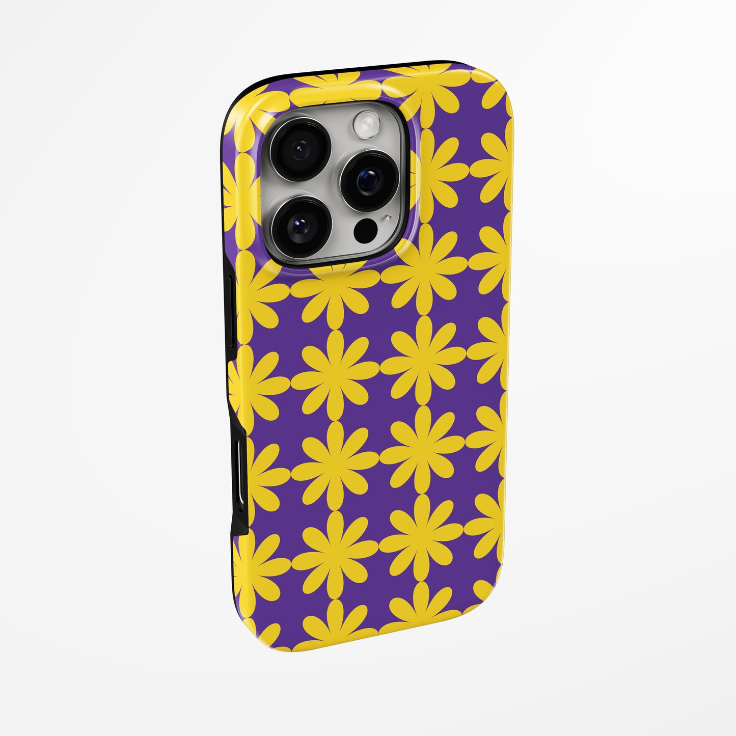 Side view of shell cover with design of Flower Funk Magsafe Iphone Tough Case by Marivor