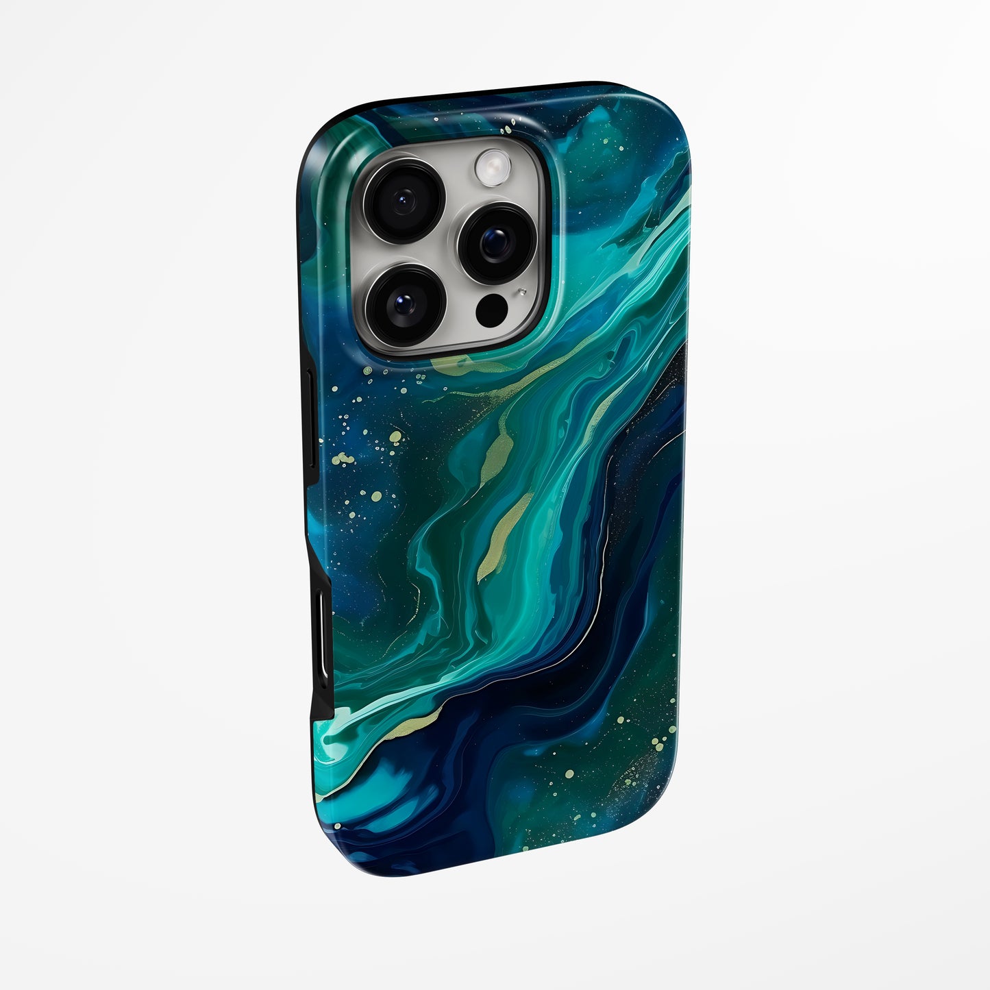 Side view of shell cover with design of Luminous Current Magsafe Iphone Tough Case by Marivor