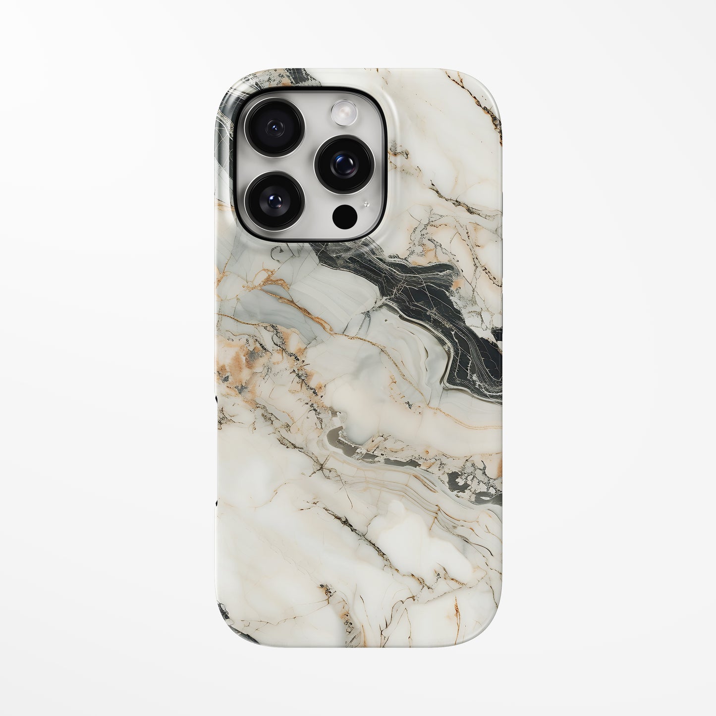 Front view of warm-beige; light-brown; white Marble Noir MagSafe iPhone Tough Case by Marivor