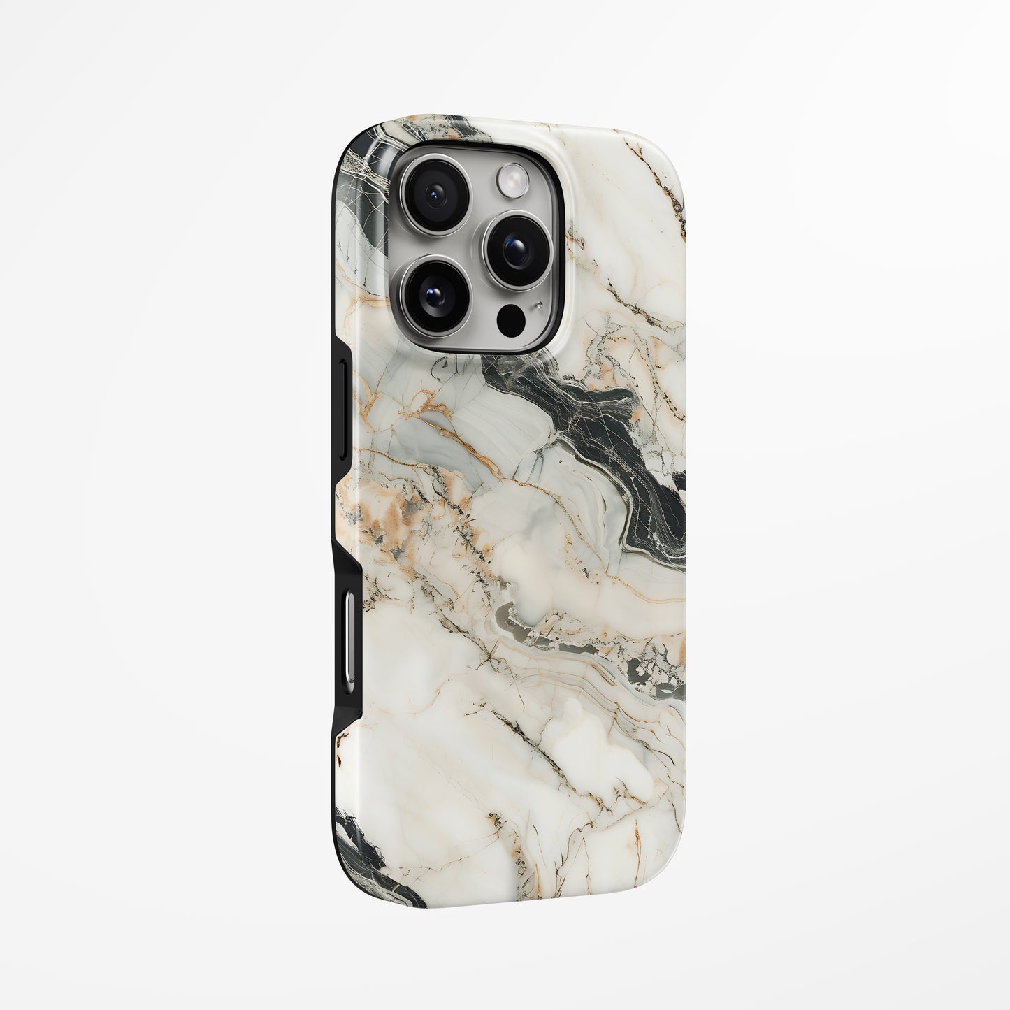 Unlock and capture buttons with Marble Noir Magsafe Iphone Tough Case by Marivor
