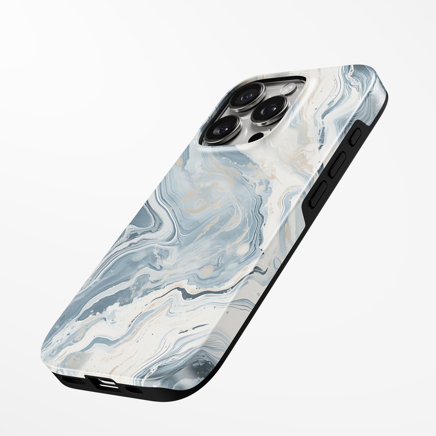 Charging port and volume up/down buttons with Marble Sky Magsafe Tough Iphone Case by Marivor