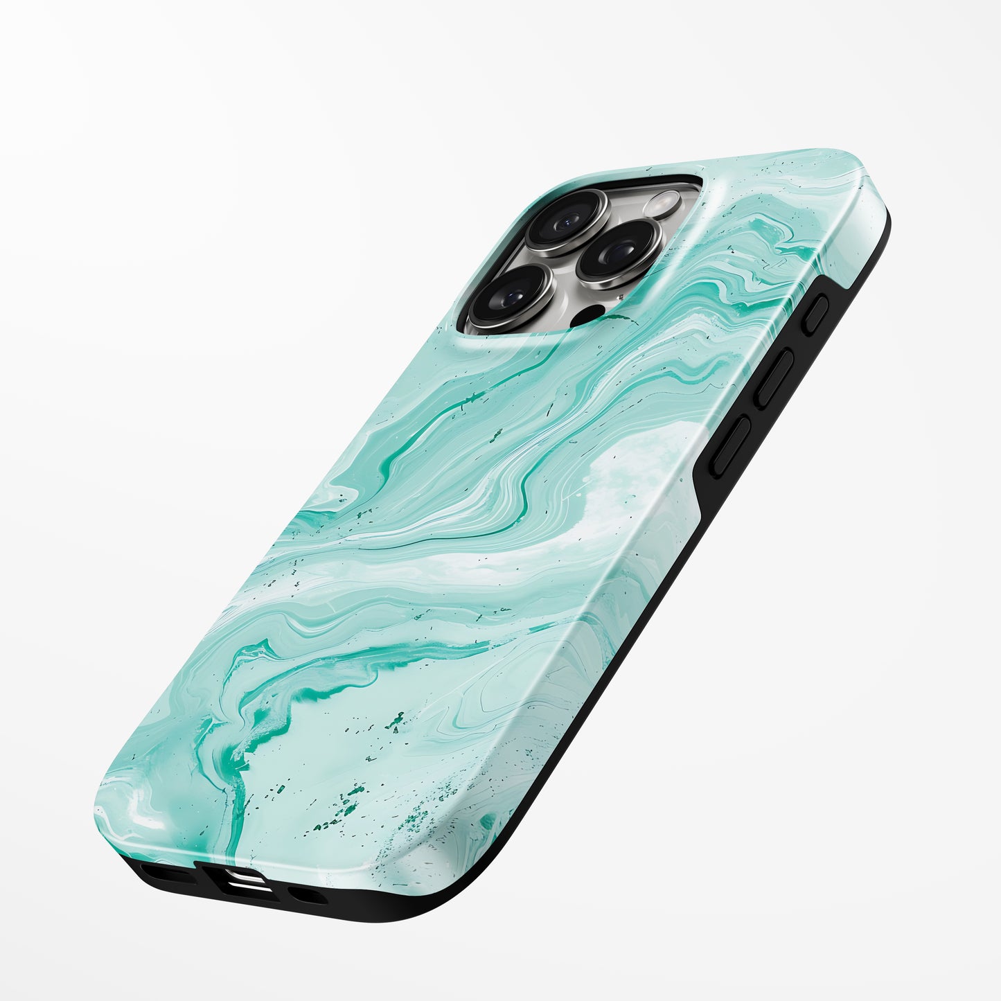 Charging port and volume up/down buttons with Mint Flow Magsafe Iphone Tough Case by Marivor