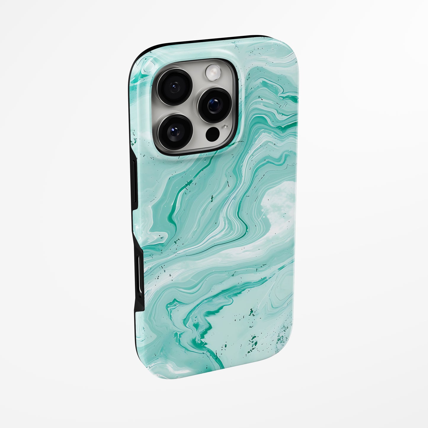 Side view of shell cover with design of Mint Flow Magsafe Iphone Tough Case by Marivor