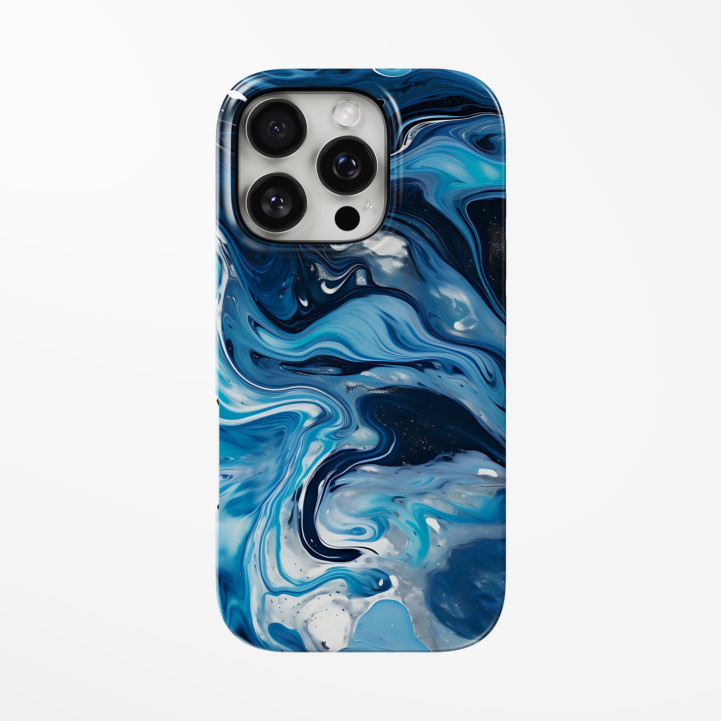 Front view of dark-blue; light-blue Polar Wave MagSafe Tough iPhone Case by Marivor
