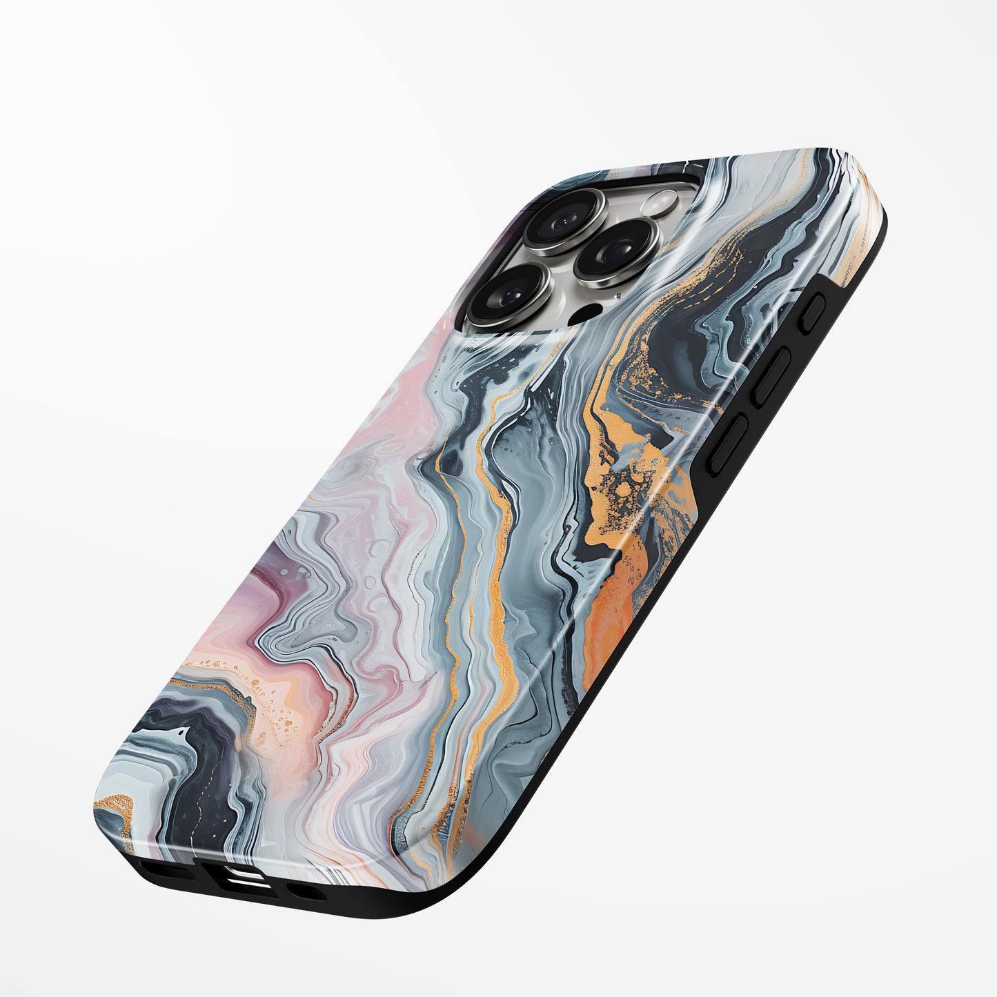 Charging port and volume up/down buttons with Prismatic Edge Magsafe Tough Iphone Case by Marivor