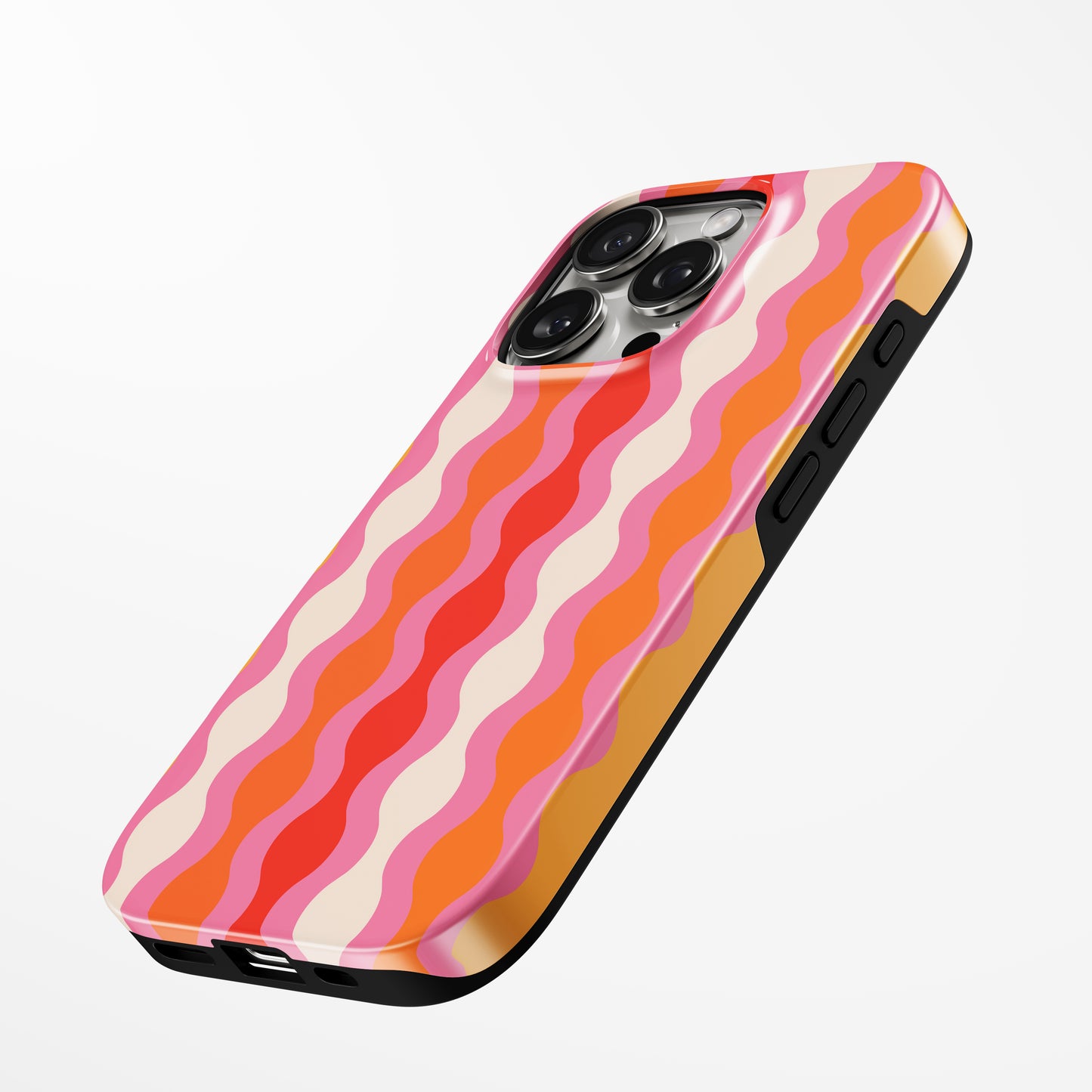 Charging port and volume up/down buttons with Retro Rise Magsafe Tough Iphone Case by Marivor
