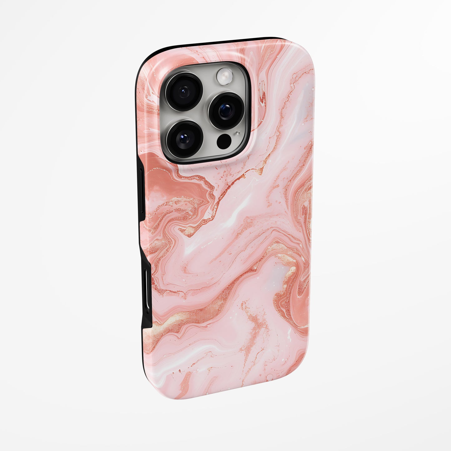 Side view of shell cover with design of Rose Marble Magsafe Iphone Tough Case by Marivor