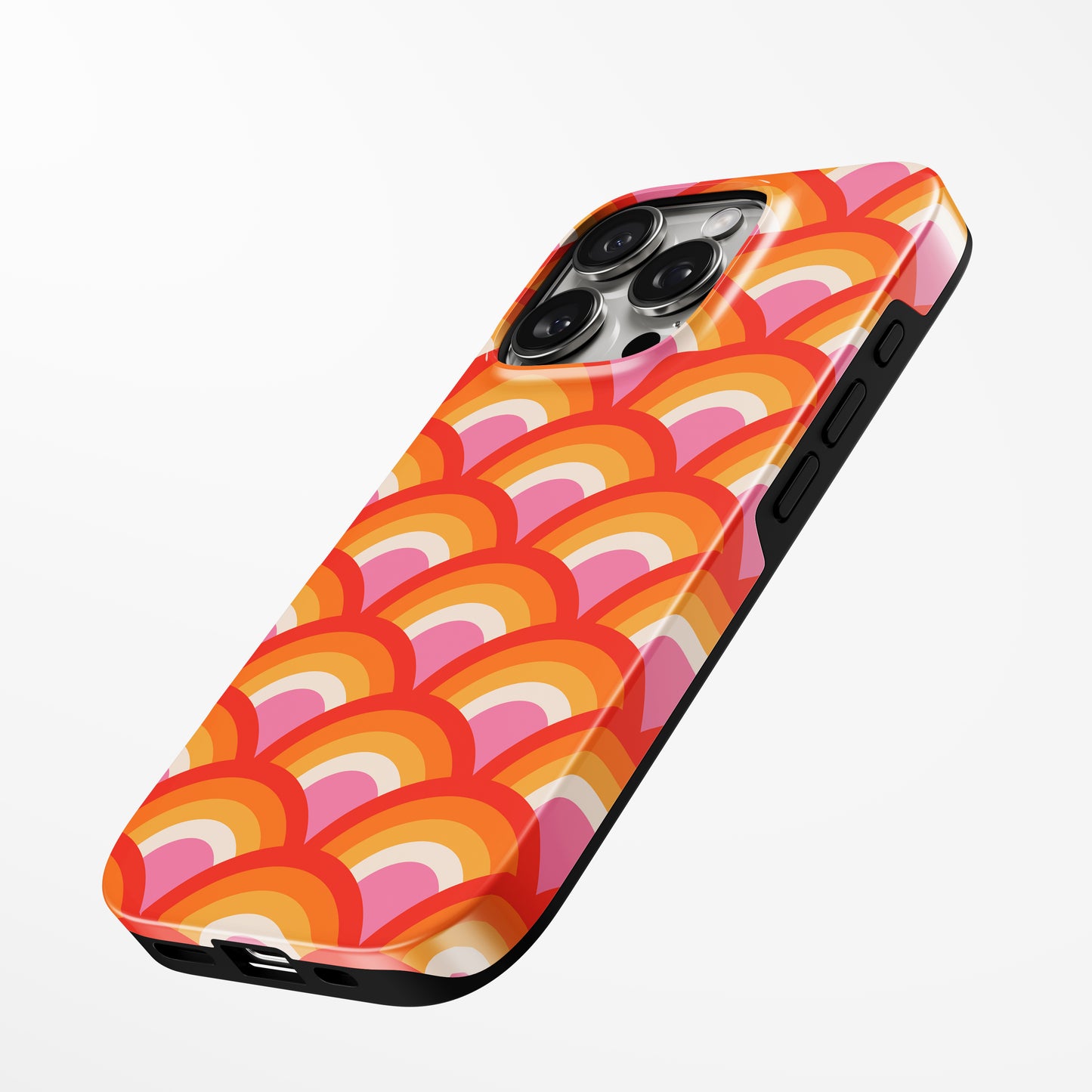 Charging port and volume up/down buttons with Sunset Disco Magsafe Iphone Tough Case by Marivor