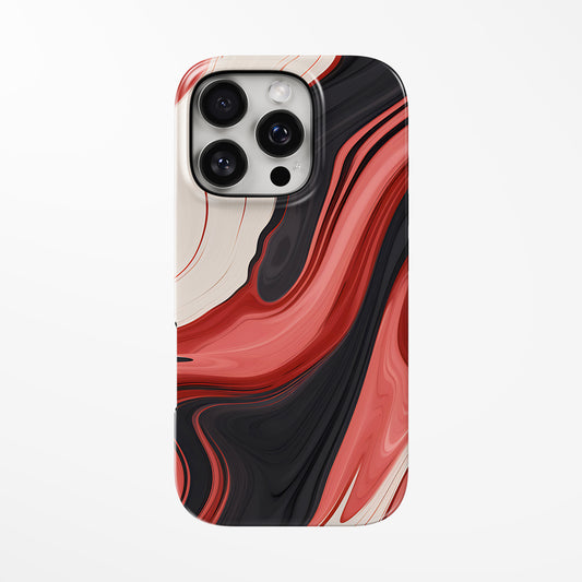 Front view of multicolor; red Burnt Elegance MagSafe Tough iPhone Case by Marivor