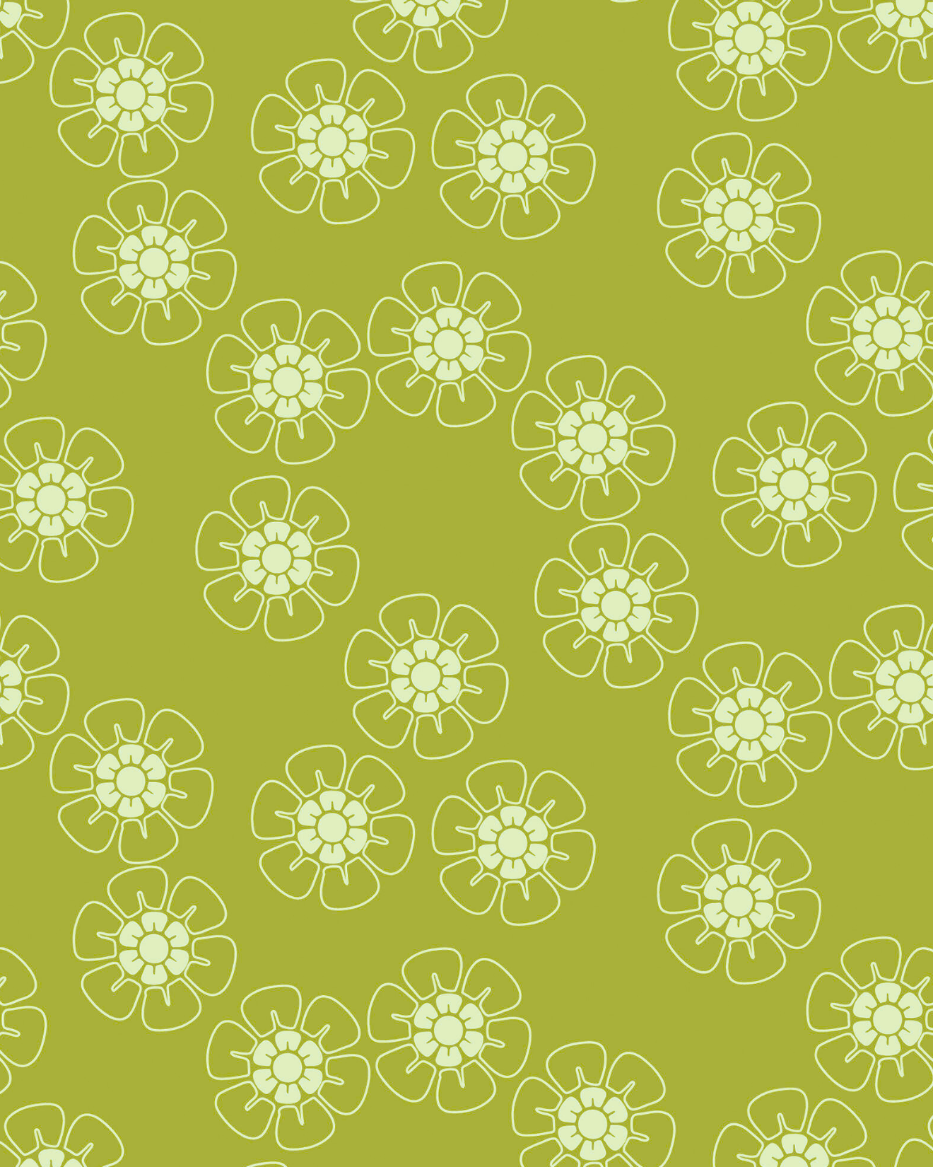 Front view of floral iPhone 16 Pro Max Wallpaper – Green Floral Pattern by Marivor