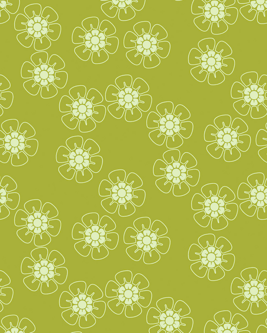 Front view of floral iPhone 16 Pro Max Wallpaper – Green Floral Pattern by Marivor