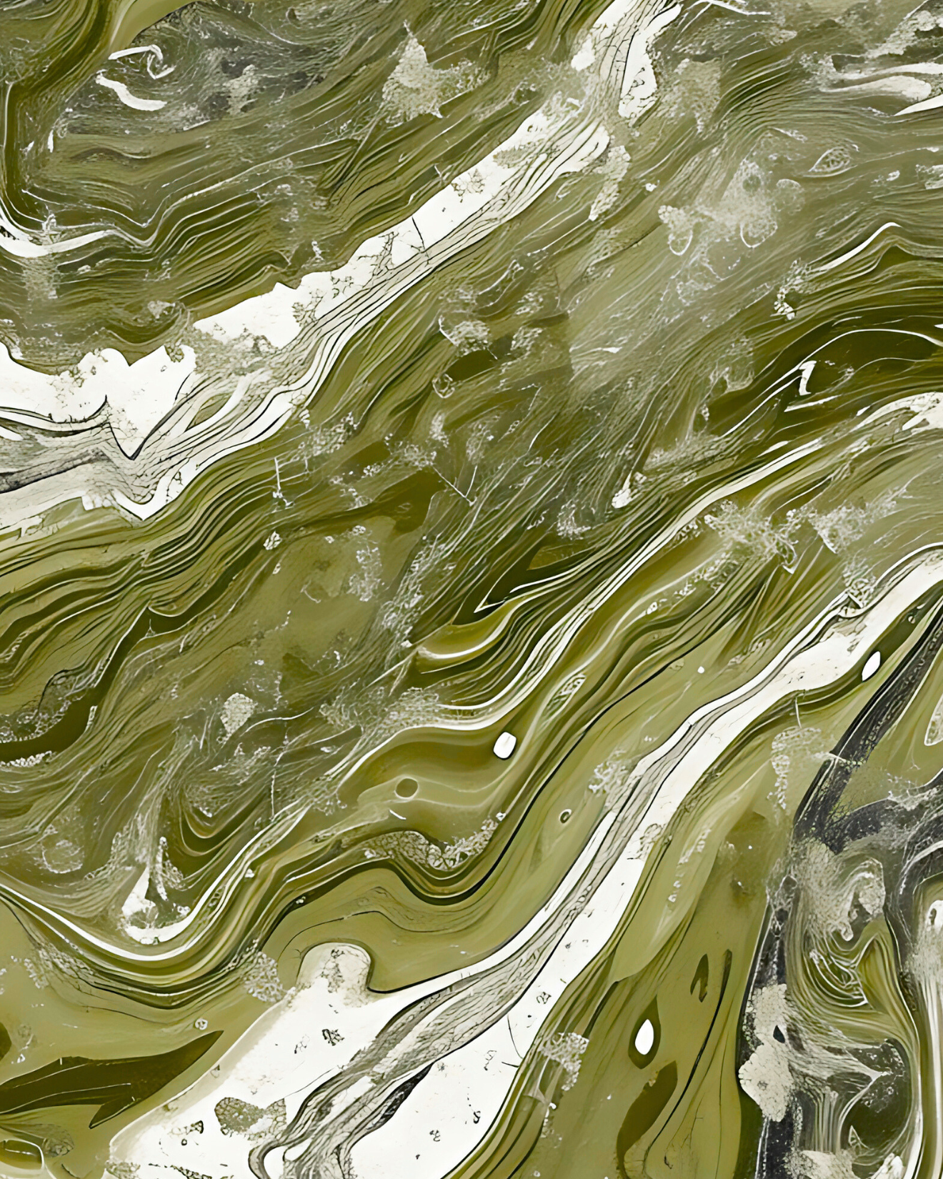 Front view of floral iPhone 16 Pro Max Wallpaper - Olive marble by Marivor