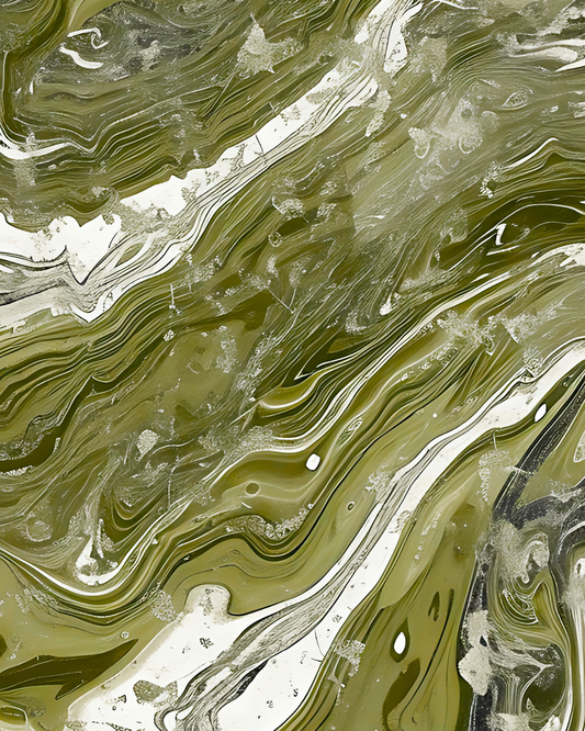 Front view of floral iPhone 16 Pro Max Wallpaper - Olive marble by Marivor