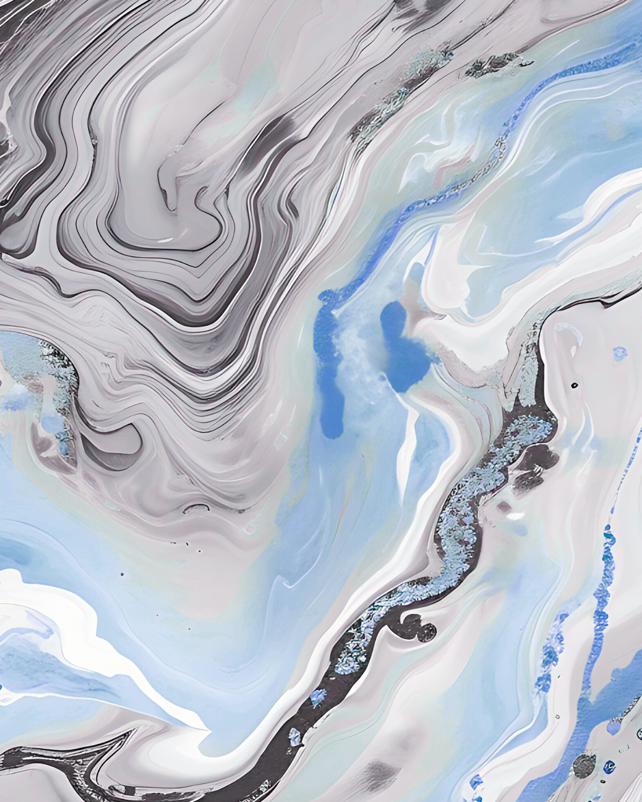 Front view of floral iPhone 16 Pro Max Wallpaper - Ethereal Marble Drift by Marivor