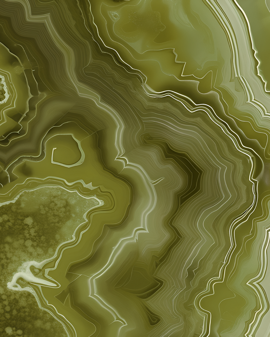 Front view of floral iPhone 16 Pro Max Wallpaper - Olive Agate Veins by Marivor