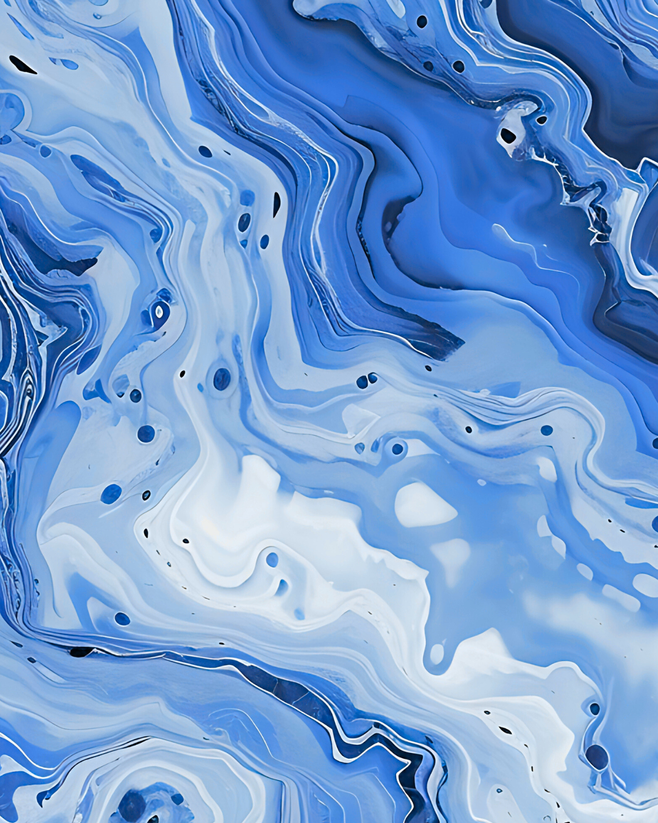 Front view of floral iPhone 16 Pro Max Wallpaper - Blue Wave Agate by Marivor