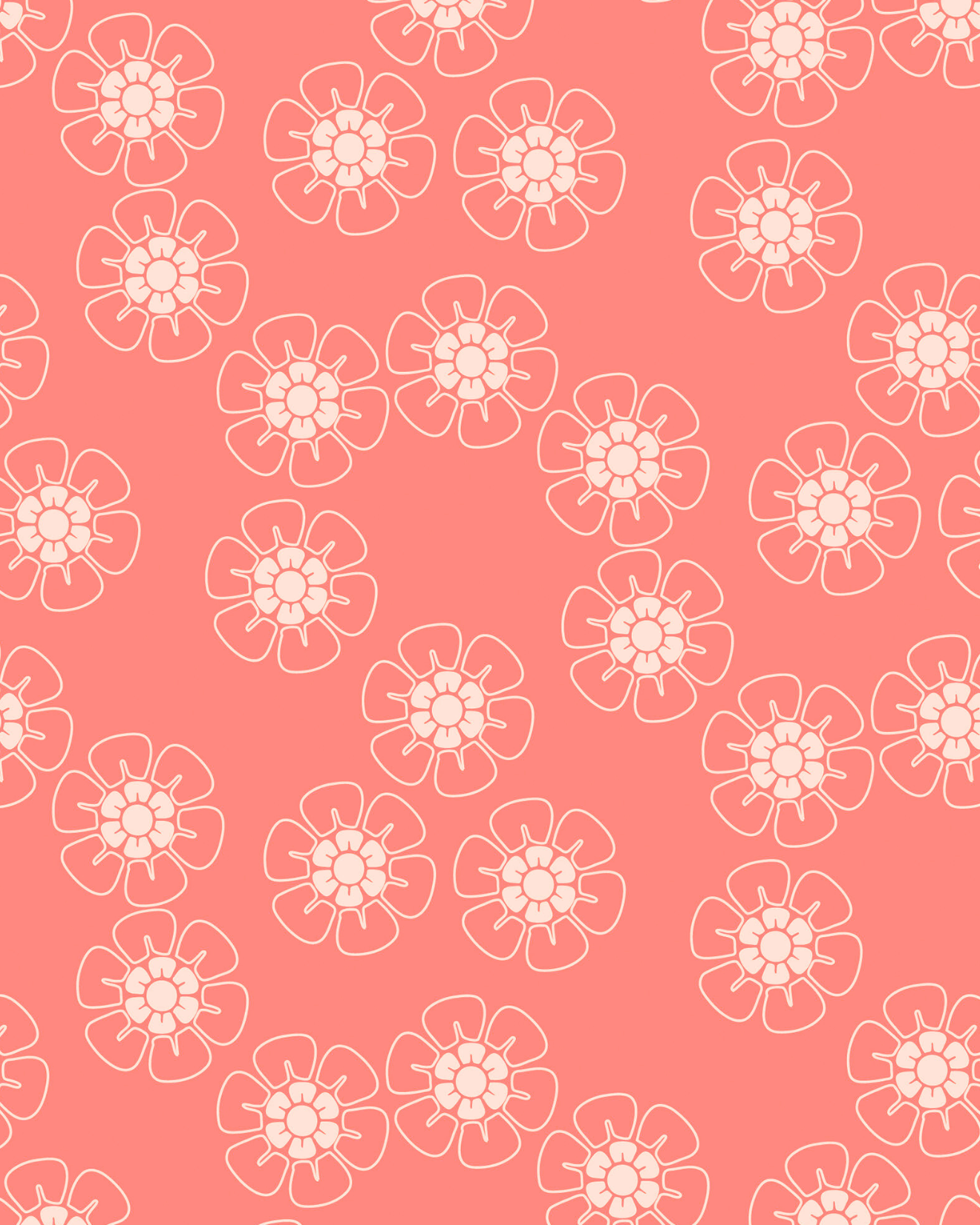 Front view of floral iPhone 16 Pro Max Wallpaper - Pink mini flowers by Marivor