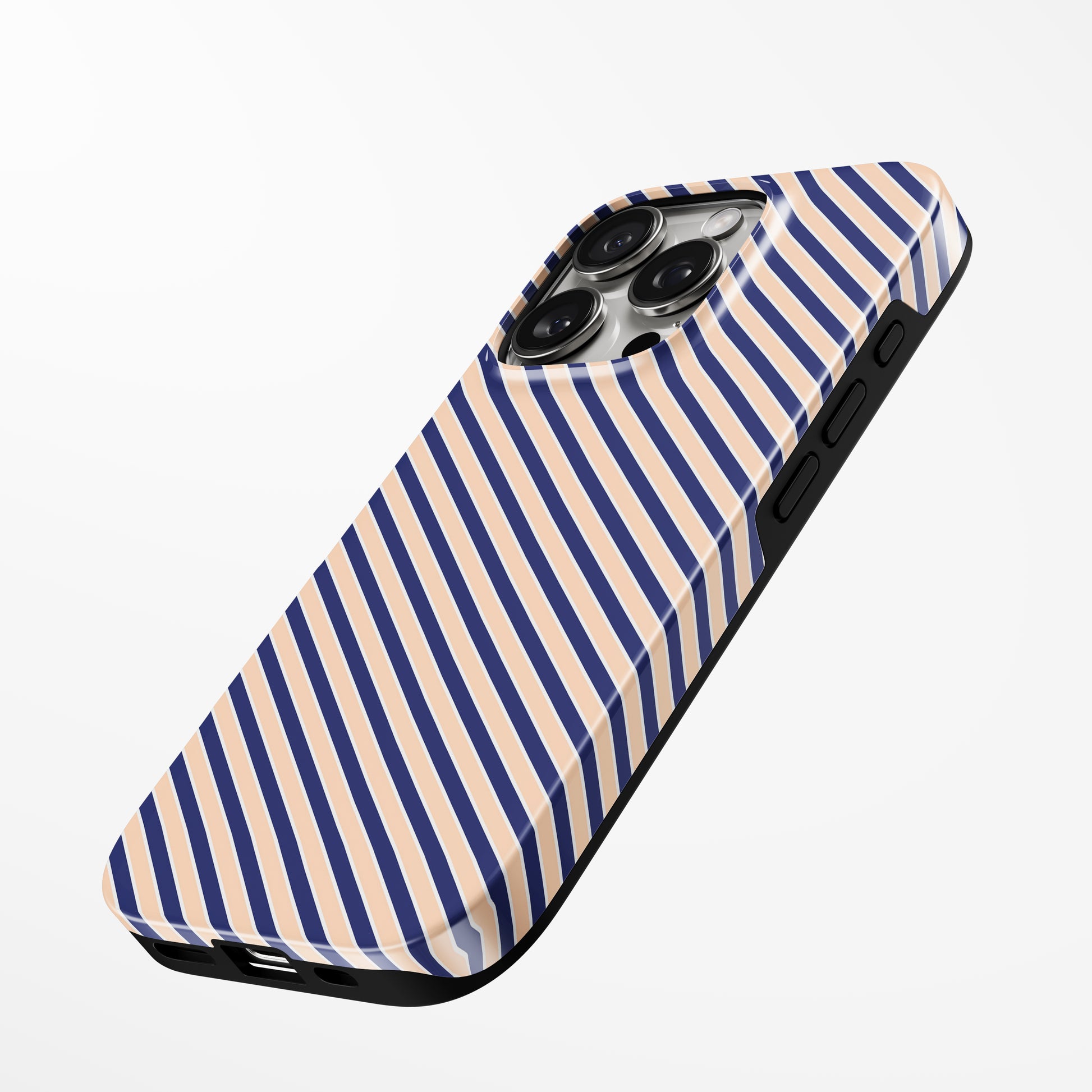 Charging port and volume up/down buttons with  Stripe Tilt Magsafe Tough Iphone Case by Marivor