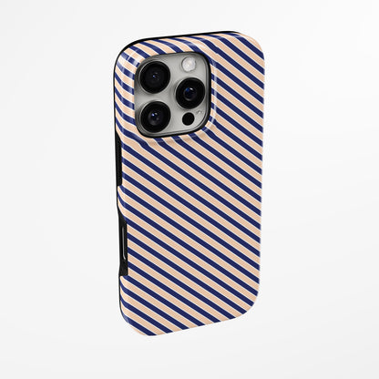 Side view of shell cover with design of  Stripe Tilt Magsafe Tough Iphone Case by Marivor