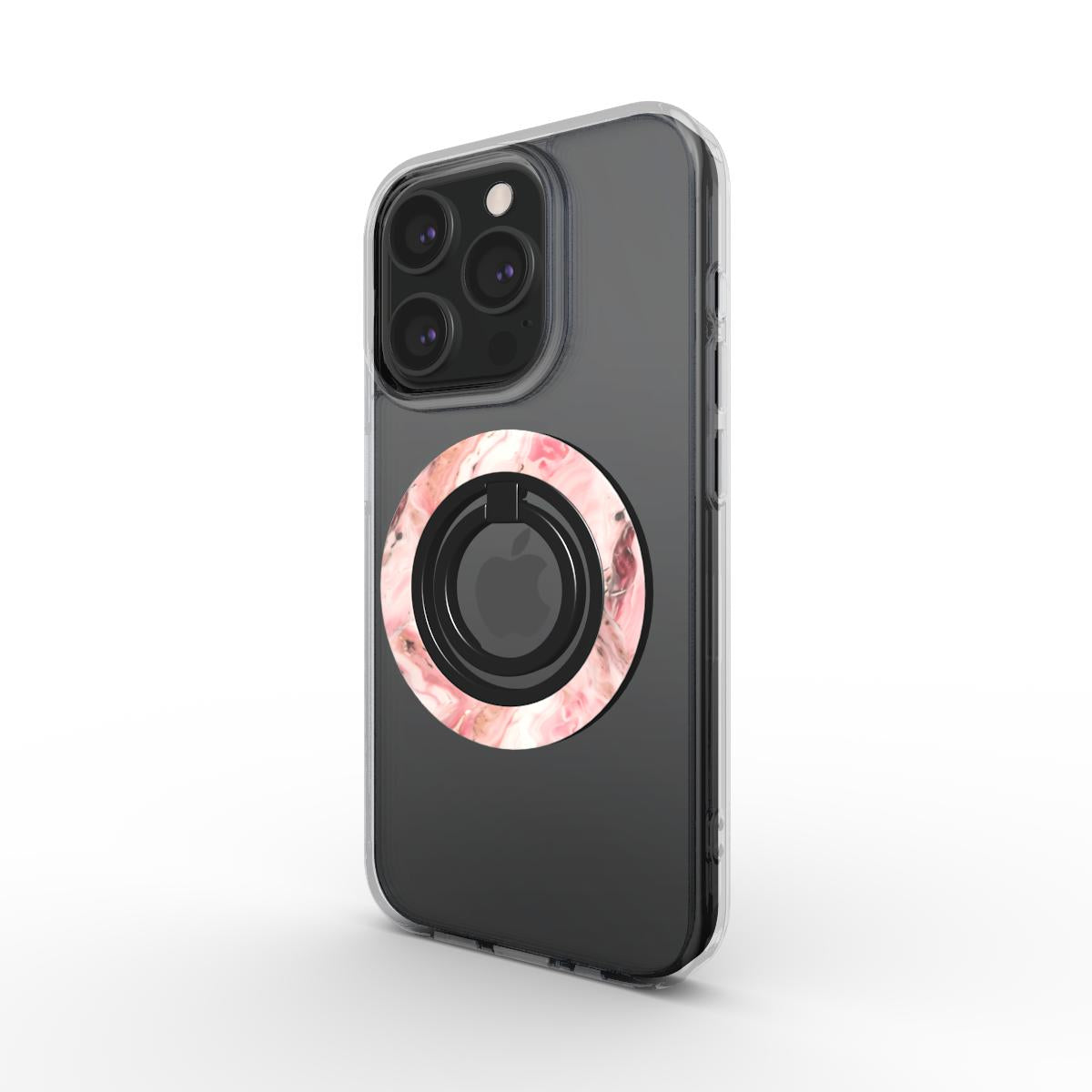 Charging port and volume up/down buttons with  Blush Onyx Magsafe Ring Magnetic Iphone Grip Stand by Marivor