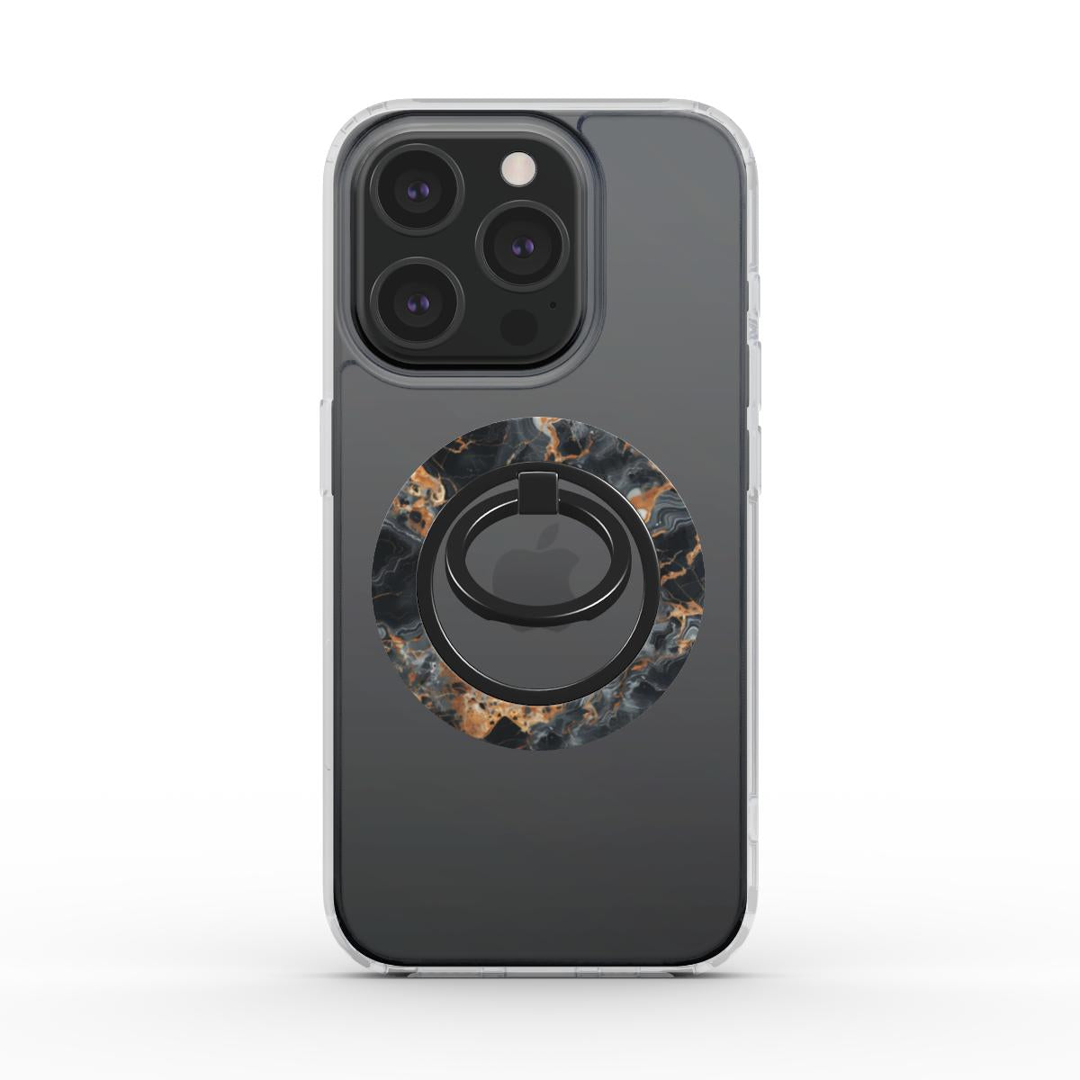 Unlock and capture buttons with  Bronze Black Storm Magsafe Ring Magnetic Iphone Grip Stand by Marivor