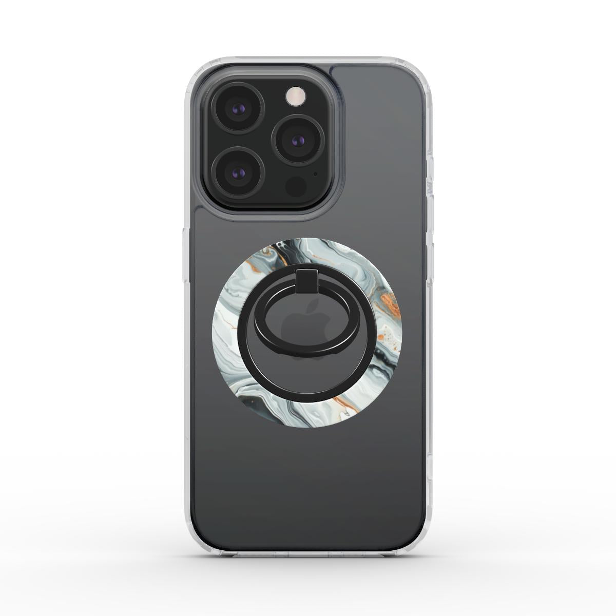 Unlock and capture buttons with  Copper Vein Magsafe Ring Magnetic Iphone Grip Stand by Marivor