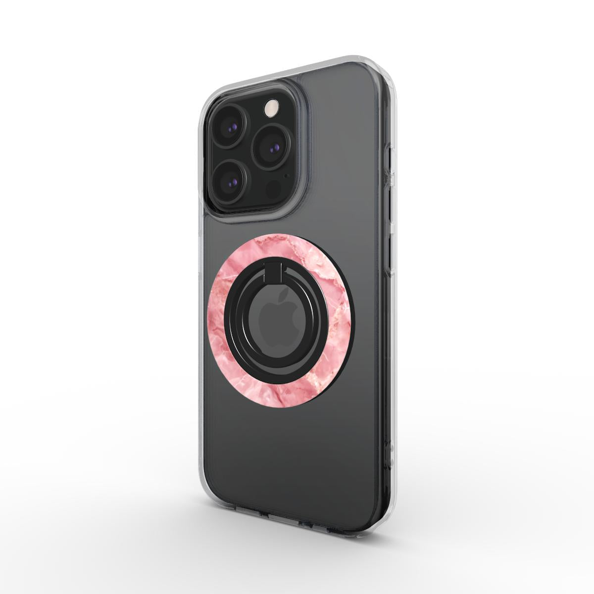 Charging port and volume up/down buttons with  Crimson Quartz Magsafe Ring Magnetic Iphone Grip Stand by Marivor