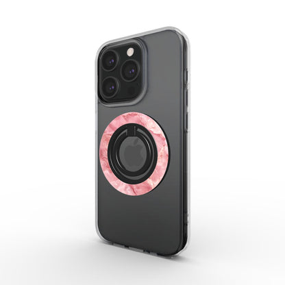 Charging port and volume up/down buttons with  Crimson Quartz Magsafe Ring Magnetic Iphone Grip Stand by Marivor