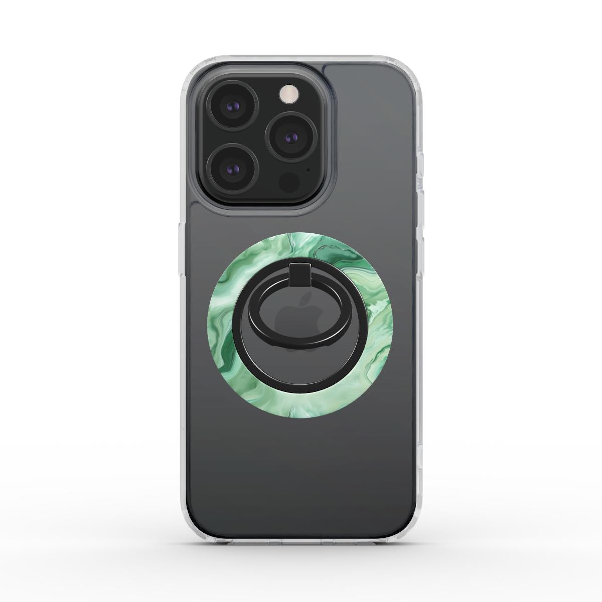 Unlock and capture buttons with  Emerald Flow Magsafe Ring Magnetic Iphone Grip Stand by Marivor