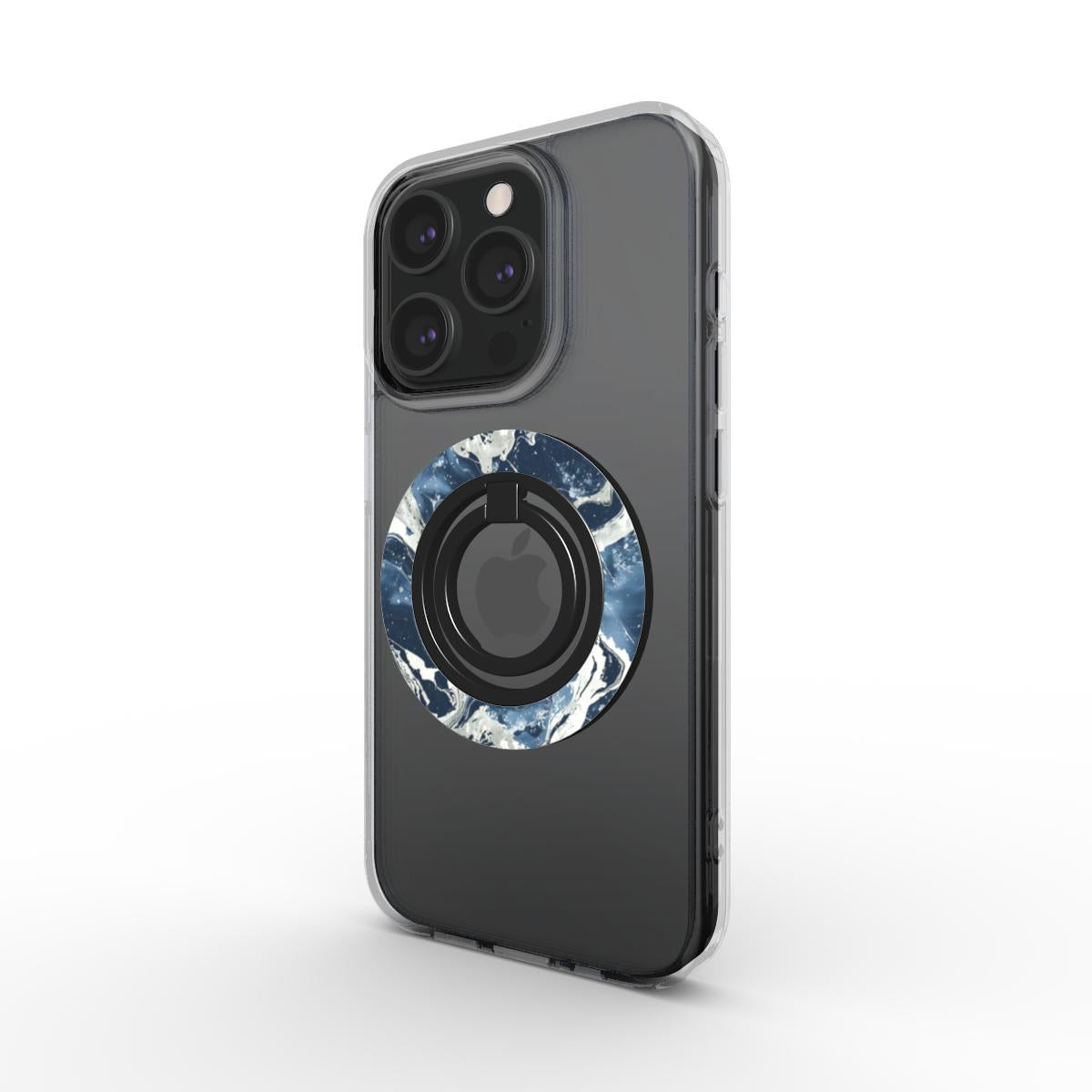 Charging port and volume up/down buttons with  Deep Space Magsafe Ring Magnetic Iphone Grip Stand by Marivor