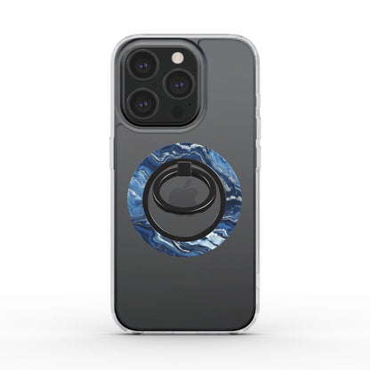 Unlock and capture buttons with  Dark Blue Marble Magsafe Ring Magnetic Iphone Grip Stand by Marivor