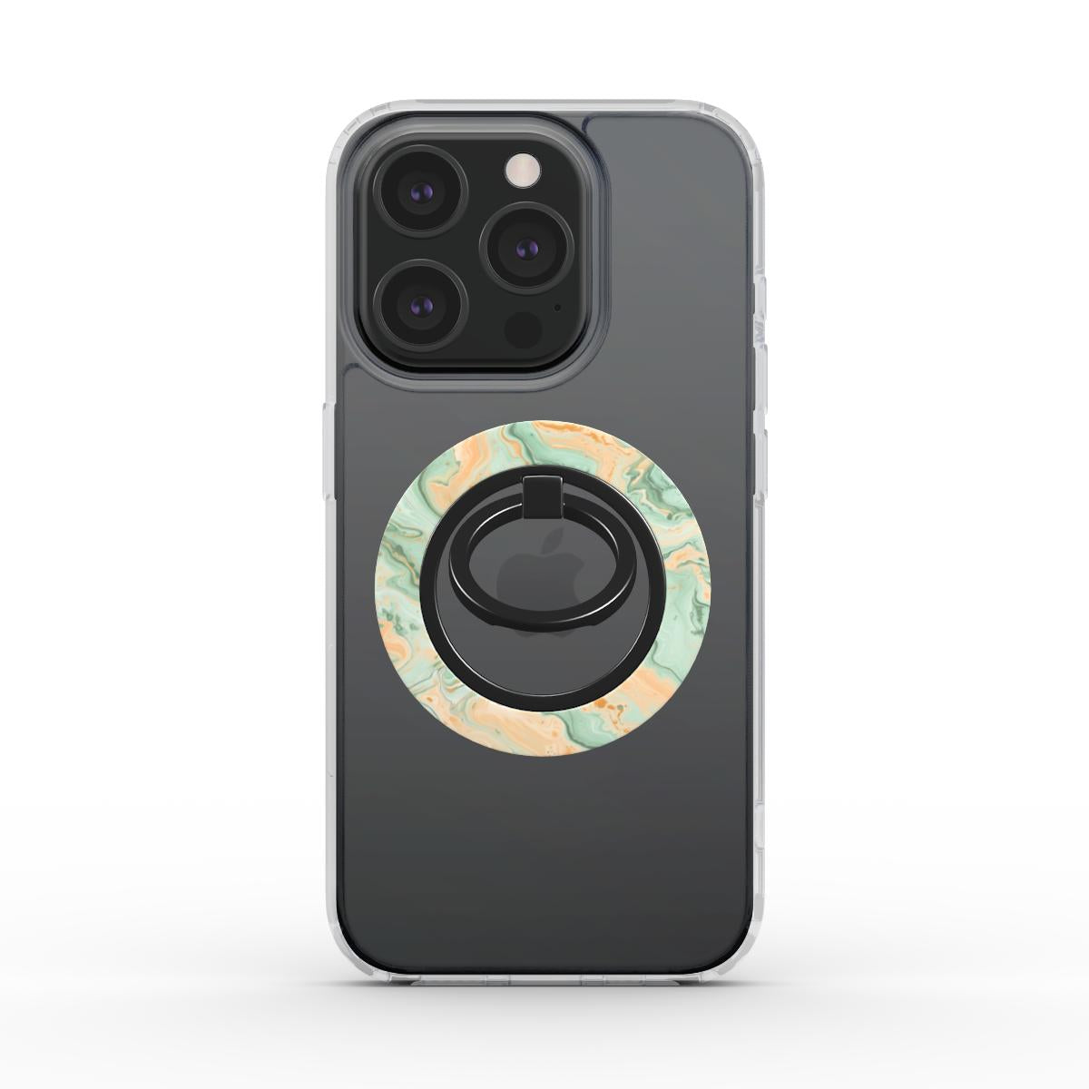 Unlock and capture buttons with  Minted Sunrise Magsafe Ring Magnetic Iphone Grip Stand by Marivor