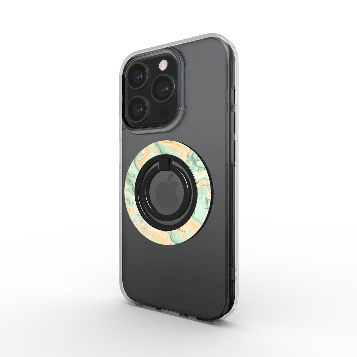 Charging port and volume up/down buttons with  Minted Sunrise Magsafe Ring Magnetic Iphone Grip Stand by Marivor