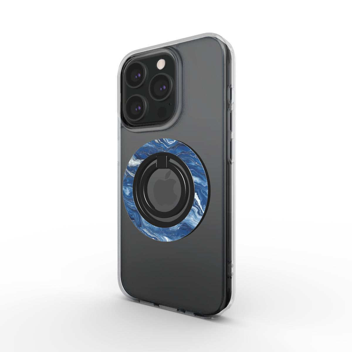 Charging port and volume up/down buttons with  Midnight Magsafe Ring Magnetic Iphone Grip Stand by Marivor